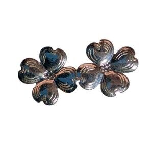 Sterling Silver 925 Dogwood Flower Earrings Screw Back Vintage